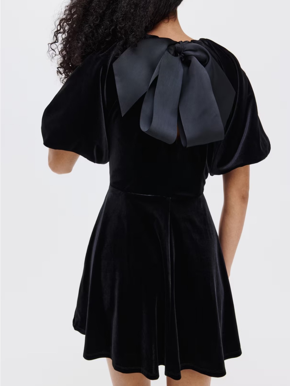 H&M Velvet Bow-Back BALLOON-SLEEVED Gorgeous Mini Dress Feel Look Luxurious